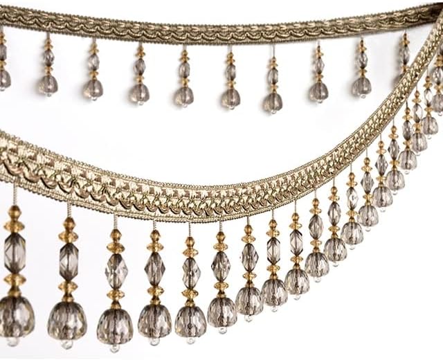 Home Product 3 Meter Pumpkin Crystal Bead Pendant Ribbon Crystal Tassel Fringe for Sewing Curtain Accessorie Upholstery Lace Trim Decoration