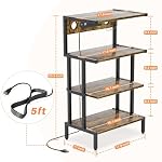 Aquzee Video Game Console Shelf, Stereo Racks - Media Stand with Outlet & Led Strip Light, 4-Tier Gaming Shelf for PS4 PS5 Xbox Games Organizer, Small Entertainment Center, AV Media Stand for CD DVD - Image 3