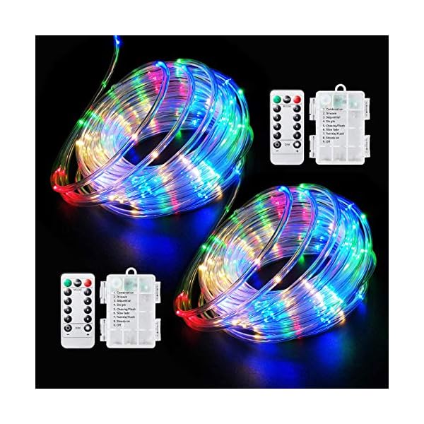 Fitybow led rope lights battery operated string lights 40ft 120 leds 8 modes hanging fairy lights dimmable/timer with remote for camping party halloween christmas decoration