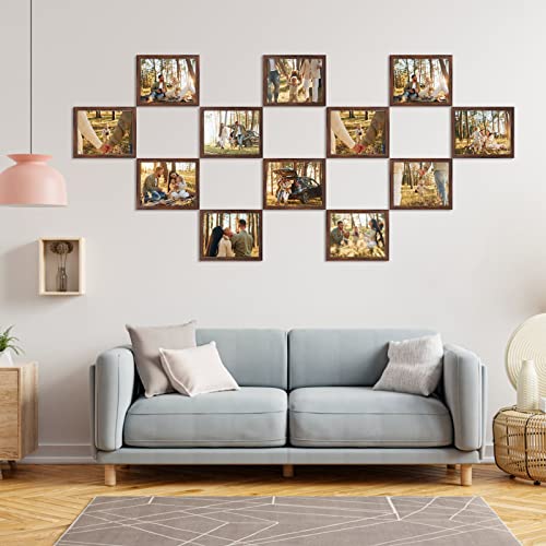 Image of Giftgarden 8x10 Picture Frame Brown Set of 12, Multi Rustic Walnut Wood-Color 8 by 10 Photo Frames Bulk for Wall or Tabletop Display