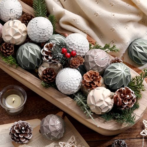 Syhood 24 Stück neutrale strukturierte Weihnachtskugeln, 6,1 cm,...