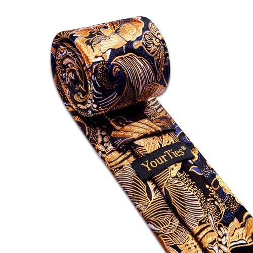 Image of YourTies Paisley Men's Necktie Woven Silk Floral Ties for Men Designer Formal Business Party Wedding