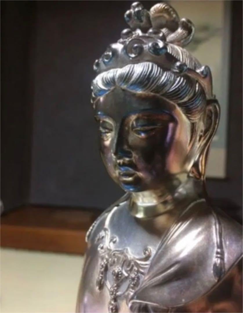 高村光雲」原型 聖観世音菩薩像（銀製） 人間国宝 高村光雲 原型 銀製