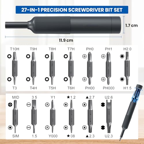 Image of Dyazo 27 in 1 Screwdriver Set | Magnetic Interchangeable Bits Repair Tool Kit for Mobile, Laptop, Computer & Home Appliances | Compact Multi-Purpose Mini Screwdriver Set for Daily & Professional Use