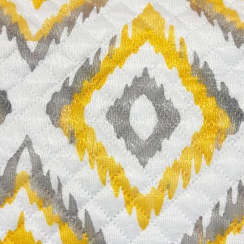 Image of House of Quirk IKATRA Series Quilted Printed Sofa Cover for Indian Sofa Set with Side Pocket - Premium Washable, Anti-Slip, Durable & Ultra Soft Fabric Protector (Sunburst, One Seater)