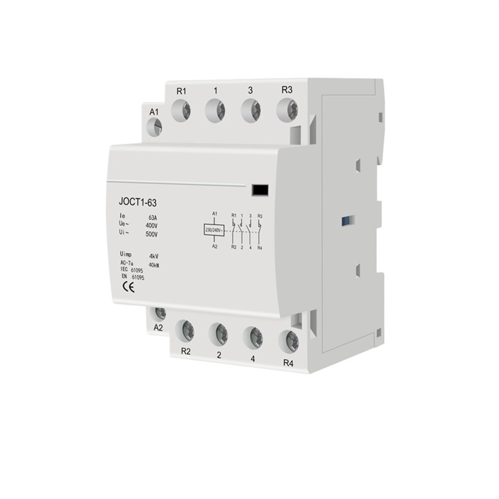 IVEKYKIBC 4P 63A 220V/230V 50/60HZ Din Rail Household Ac Contactor 1NO 3NC/2NO 2NC/3NO 1NC/4NO/4NC 1Pcs(63A 3NO 1NC)