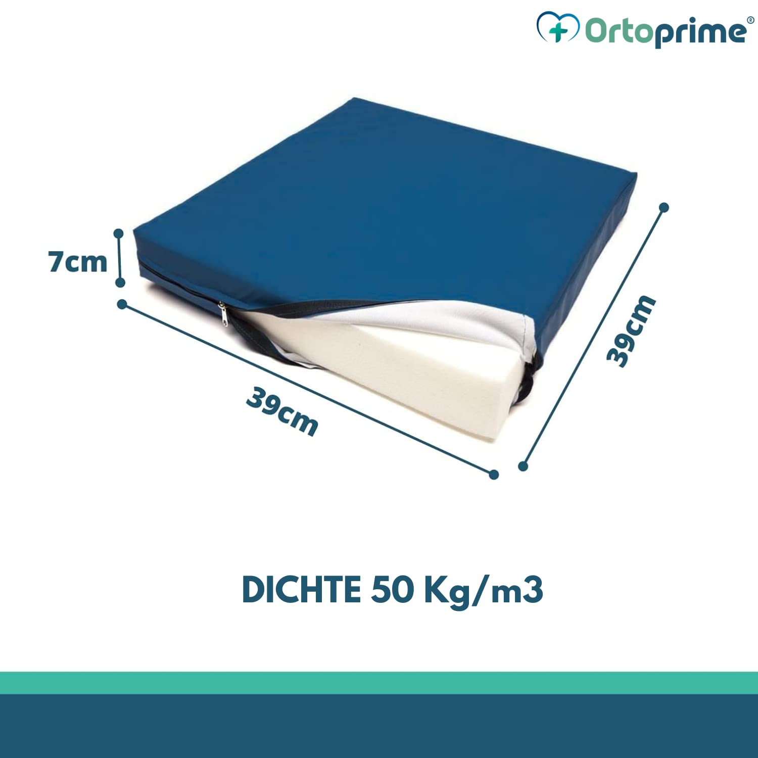 OrtoPrime Antidekubitus viskoelastisches Posturales Kissen - Orthopädisches Coxis-Entlastungskissen - Therapeutisches Memory Foam Sitzkissen - Geeignetes Sitzkissen für Rollstuhl, Zuhause & Büro