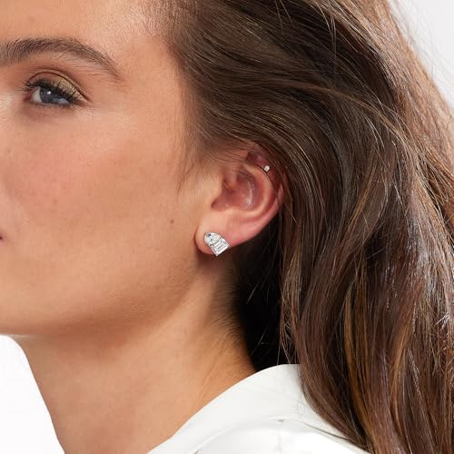 White Cubic Zirconia Stud Earrings for Women – 6.04 CTTW Round Cut – Rhodium Over Sterling Silver, Classic Diamond-Look Studs – Fine Jewelry Gift for Birthday, Anniversary or Holiday4