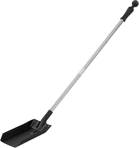 Pala de chimenea de 46 pulgadas de largo, hierro forjado extra fuerte, pala de ceniza para estufa de leña, parrilla o hoguera, diseño largo para