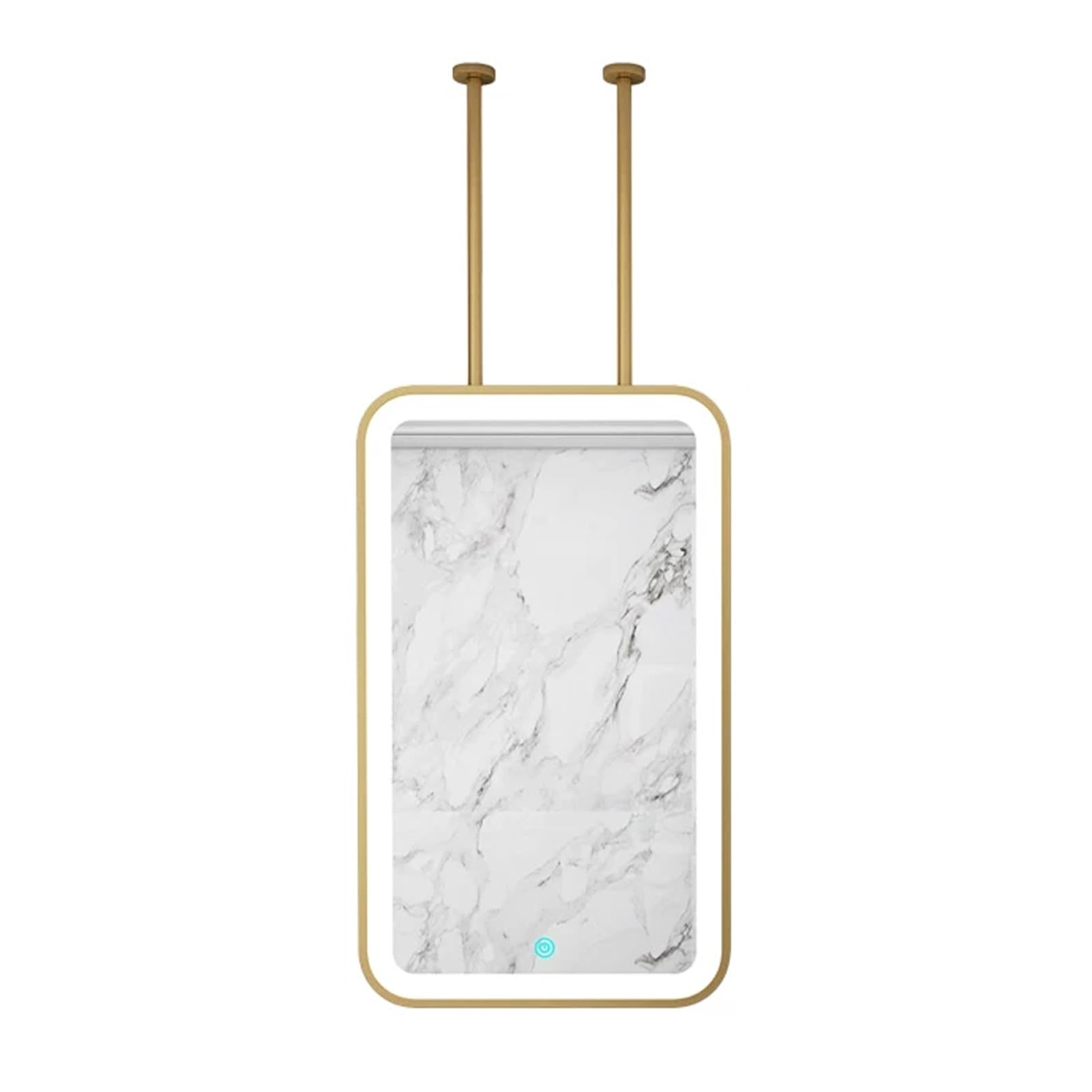 GLJTUO Ceiling Mounted Mirror - Gold Wall Mirrors LED Bathroom with Metal Frame and Boom Hanging Rod Vanity for Entrance Hallway Home Decorative,size_name-40L x 60W cm