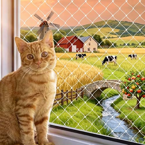 Songella Red de Protección para Gatos para Balcón 8x3m Malla de Protección de Nylon para Balcones Blanco para Balcones Terrazas Jardines Estanques