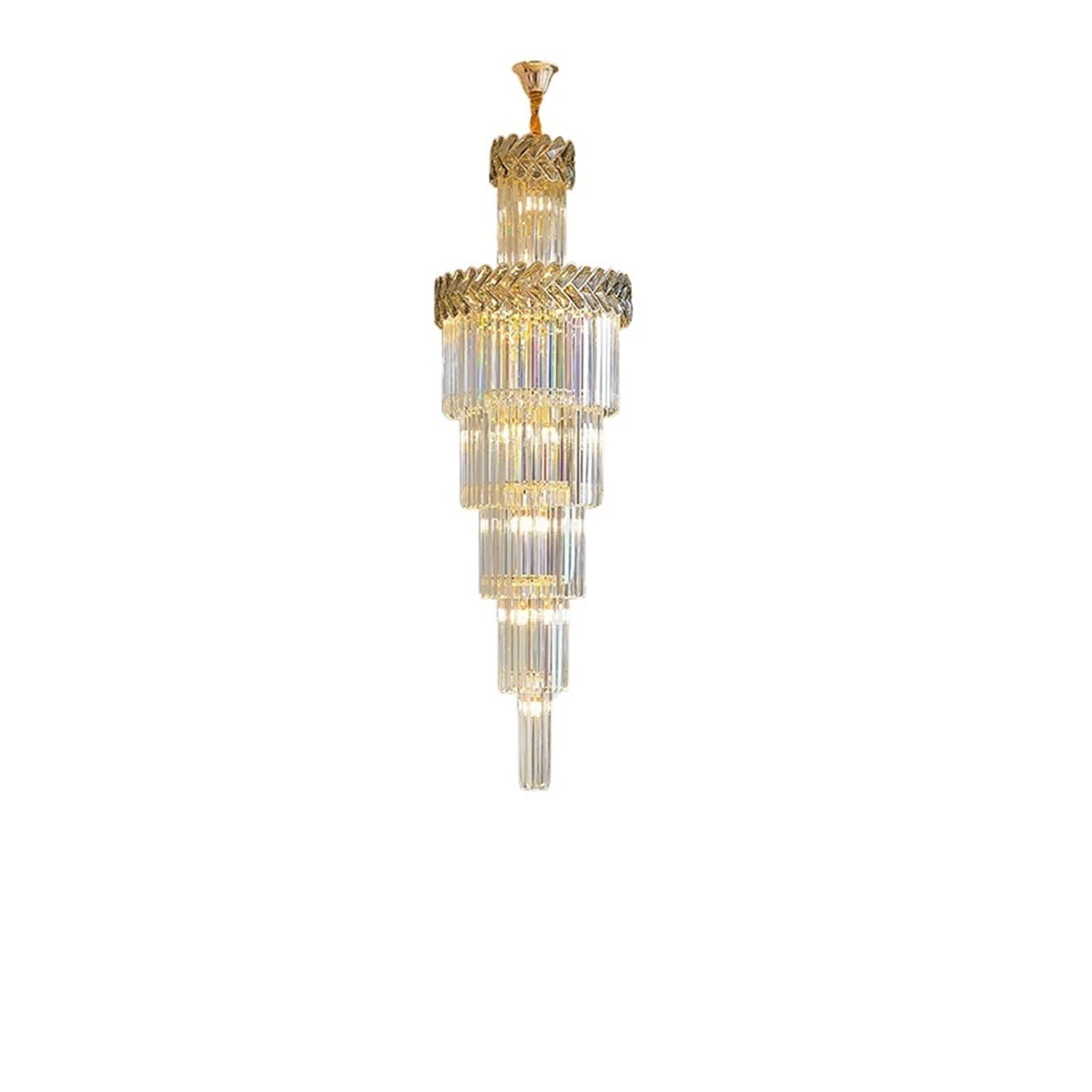 PCXEHUYP Crystal Chandeliers Light Luxury Stair Chandelier Villa Duplex Building Mezzanine leap Home 6 Meters Spiral Staircase Long
