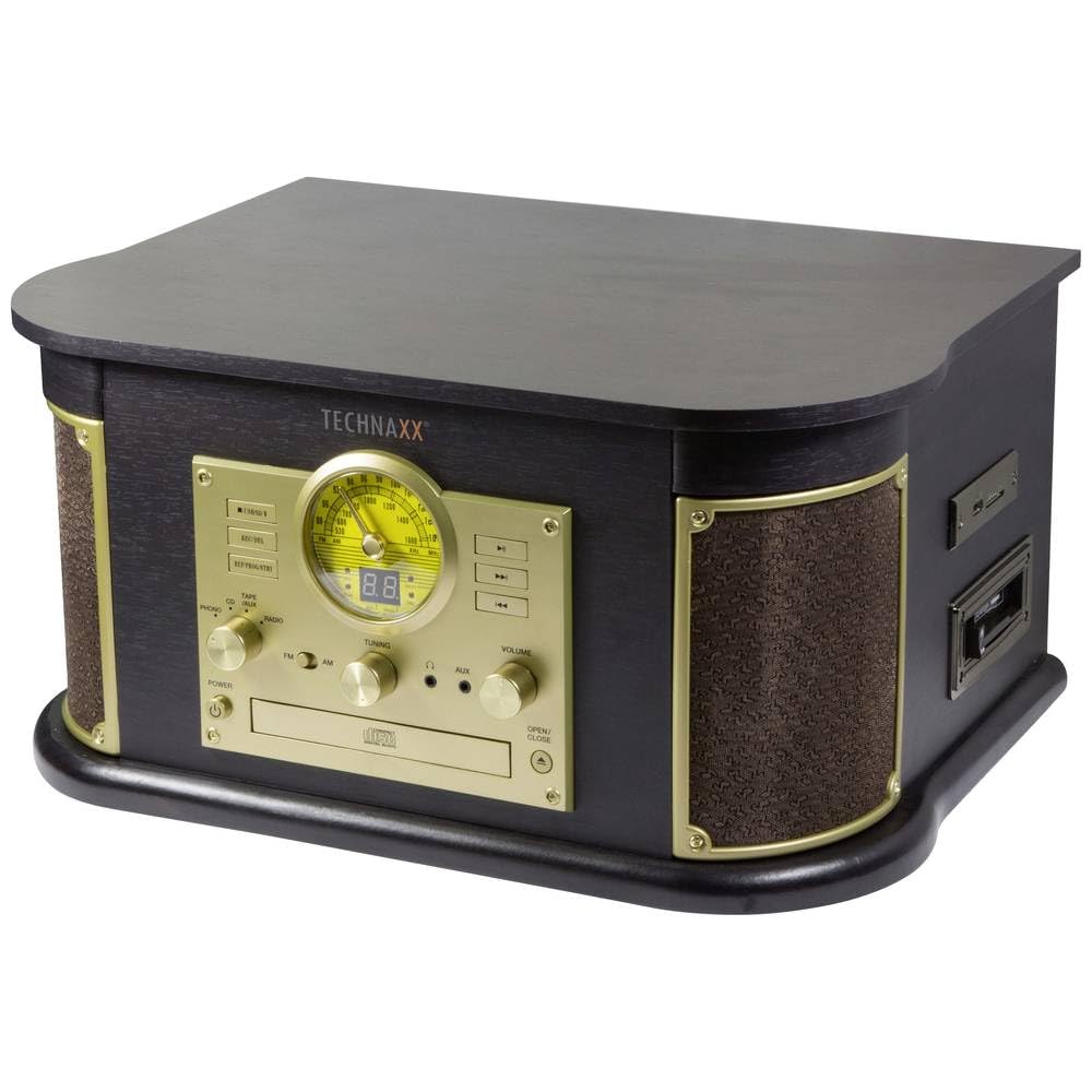 Technaxx Allemagne Bluetooth V2.0 Tourne-disque Numérisation Disques Vinyles Cassettes CD Fonction Radio AUX RCA Haut-parleurs Stéréo TX-103