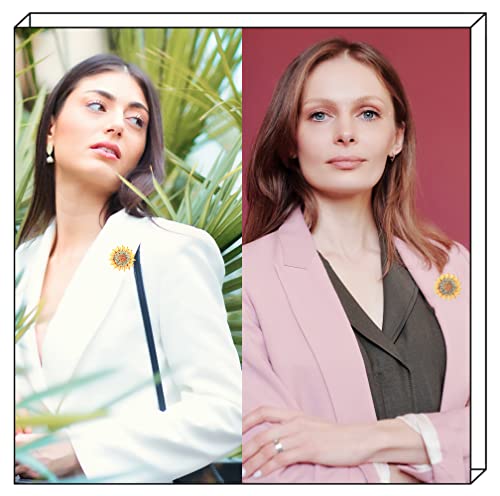 Sunflower Brooch Pins For Women Color Crystal Rhinestones Retro Handmade Elegant Sun Flower Brooches Pins #TOP4