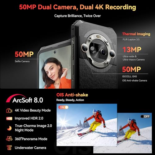 Blackview BL9000 Pro 5G Rugged Smartphone Unlocked (FLIR Thermal Imaging Camera), 36GB +512GB, Android 14, 50MP+50MP Camera, 120Hz 6.78"FHD+, Dual 5G SIM Rugged Phones, IP68/IP69K, 120W/NFC/WiFi 6/GPS - Thumbnail 7