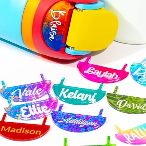 Personalized Name Plate for Owala Water Bottle 24oz 32oz 40oz | 20 Color Options, 12 Font Options | Custom Owala Name Plate Topper, Owala Water Bottle Accessories Cover