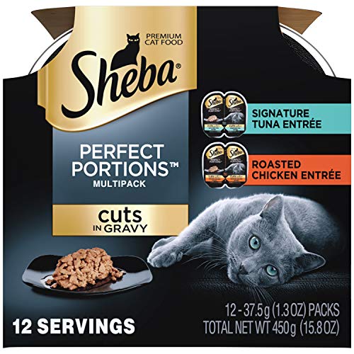Sheba Perfect Portions Multipack Cuts in Gravy, Signature Tuna Entree, Roasted Chicken Entree (12- Individual Serving) (3-Double Trays of Each) - image 1