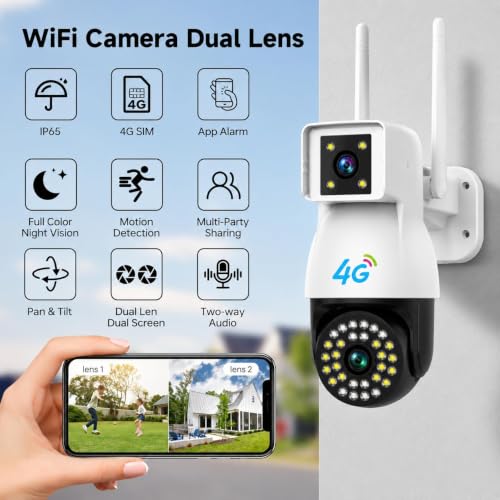 Image of DDLC 6MP 4G SIM Dual Lens Outdoor PTZ CCTV Camera | 360 Rotation | Color Night Vision | Smart Auto Tracking | Two-Way Audio | Wireless Security with V380 Pro App (4G Dual Lens PTZ)
