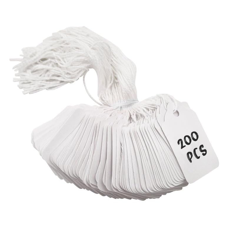 Swift Strung Tags White Card Clothing Parcel Label String Hanging Gift Swing Tickets Kraft Hang Price Labelling 32mm x 22mm (Pack of 200) โ image 1