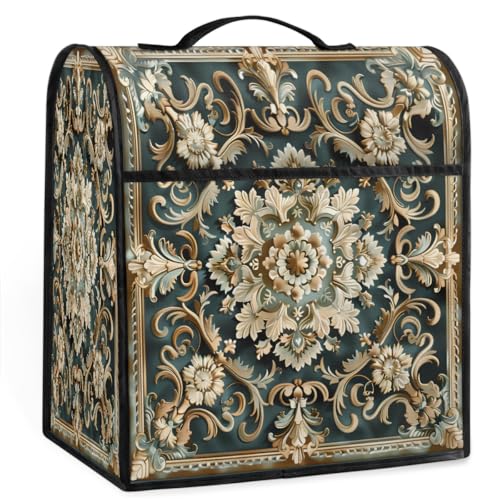 Carpet Flower Vintage Kitchen Aid Mixer Cover Compatible with 6-8 Quarts Stand Mixer Dust Cover with Zipper Pocket Kitchen Aid Mixer Accessories Kitchen Appliance Organizer Bag