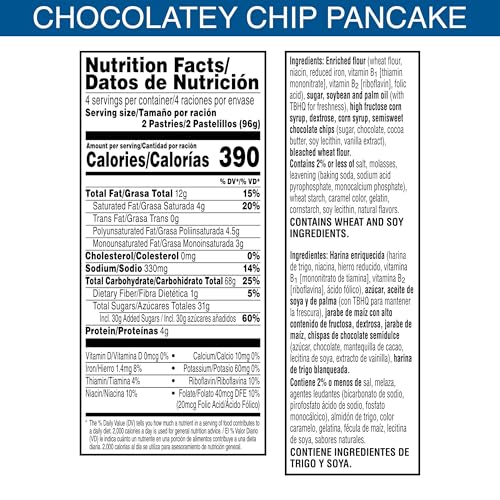 Image of Pop-Tarts Toaster Pastries, Breakfast Foods, Kids Snacks, Frosted Chocolatey Chip Pancake (8 Pop-Tarts)