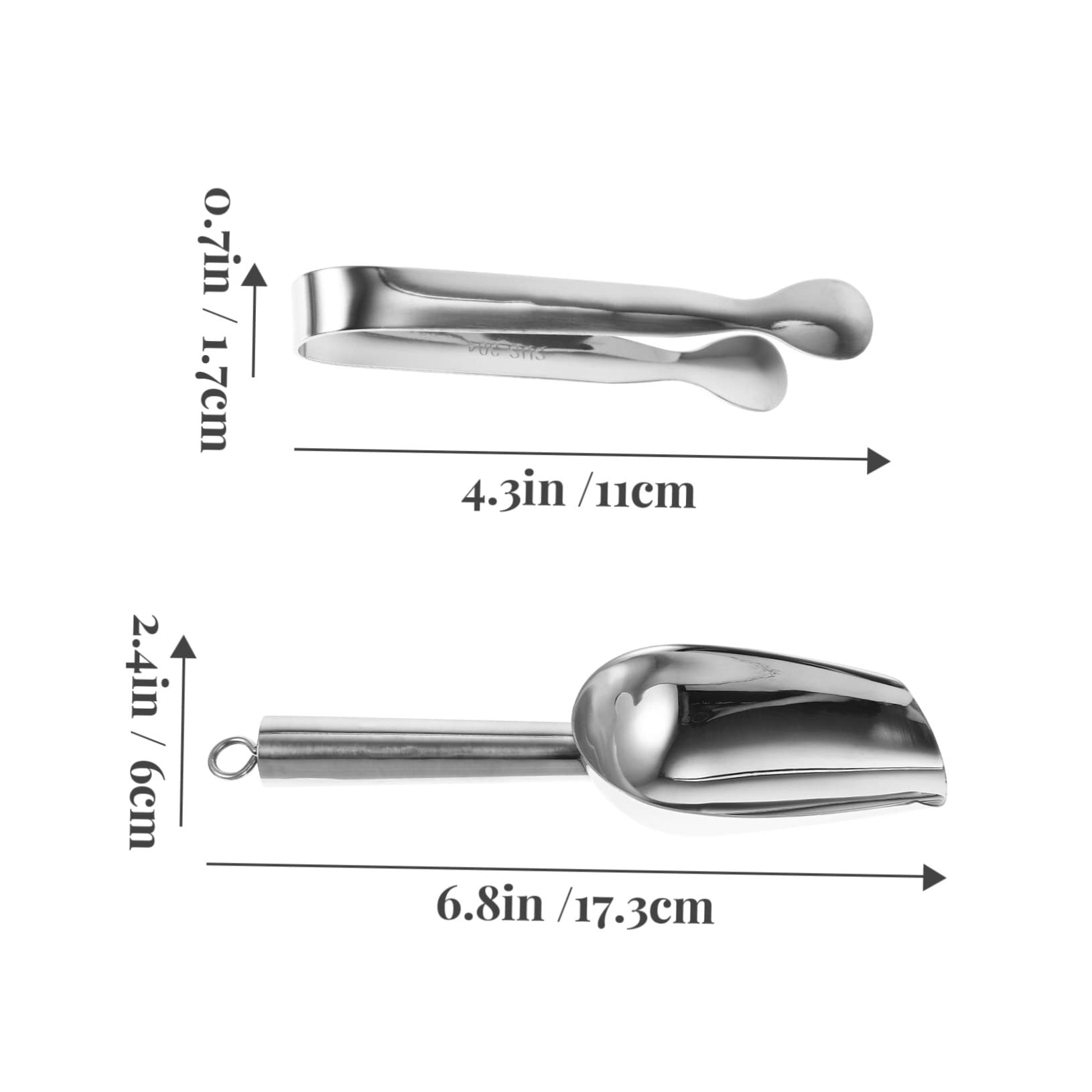 UTHCLO Ice Scoop Shovel Tongs Set Stainless Steel Ice Scoop Holes Easy to Use