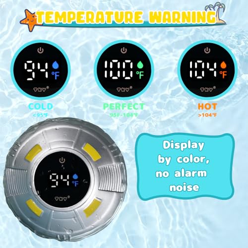 Image of Baby Bath Thermometer - Digital Floating Water Thermometer with LED Display & Color Temperature Alerts, Rechargeable Bath Toy for Infant Bathtub Safety, Newborn Bath Essentials Gift