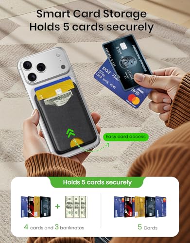 Image of for MagSafe Wallet,Magnetic Card Holder for iPhone,Slim Phone Wallet | Vegan leather Wallet with strong magnetic hold, stores up to 5 cards. Ideal for daily use, travel, and business.