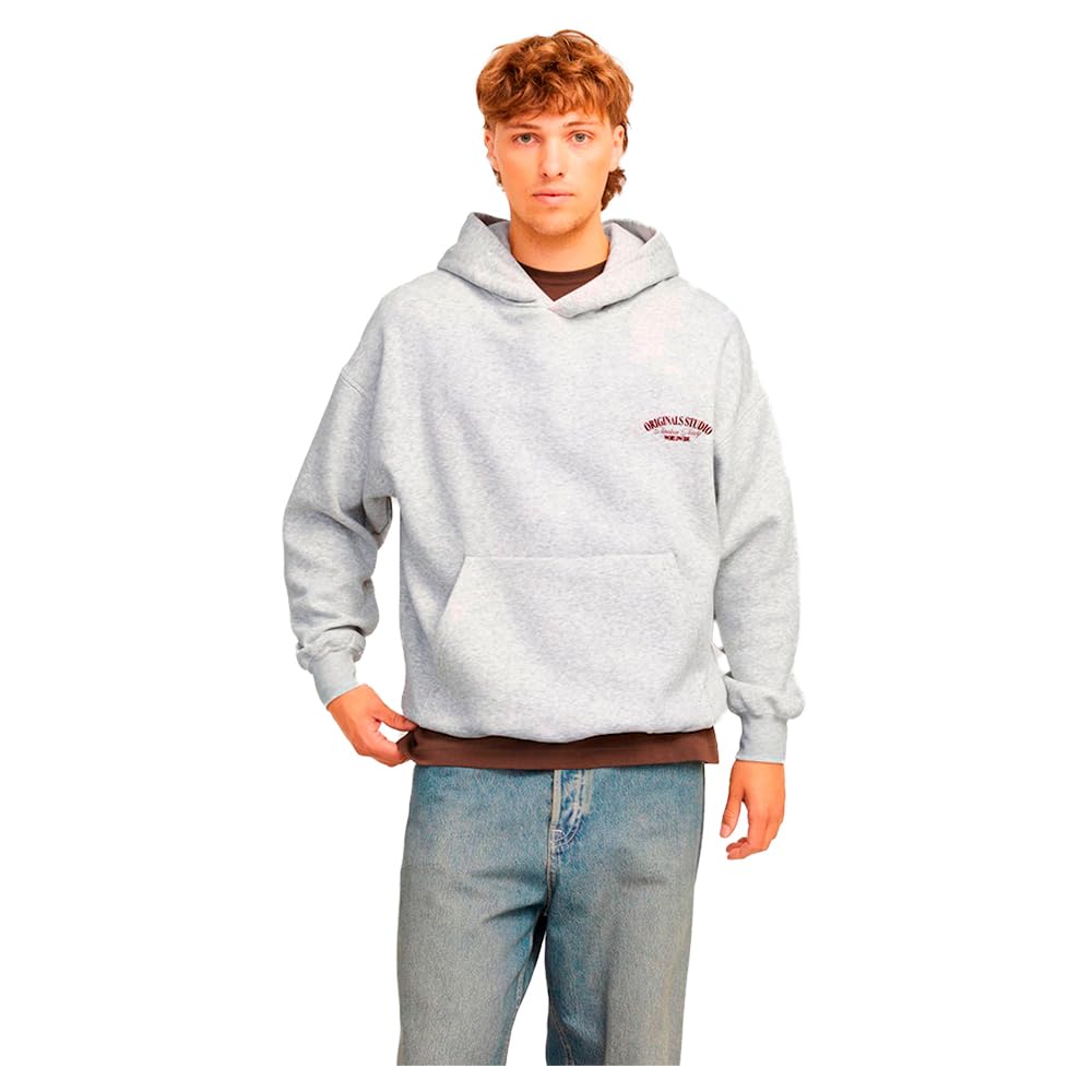 JACK & JONES Male Hoodie Printed Hoodie, White melange, M
