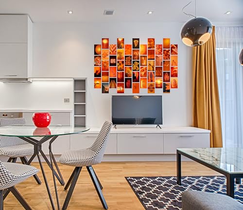 Image of Pack of 54 Neon Room Wall Collage Kit Posters - 4 x 6 Inches Wall Decor Poster - Wall Art For Bedroom, Living room, Office - 1 Tissue Tape