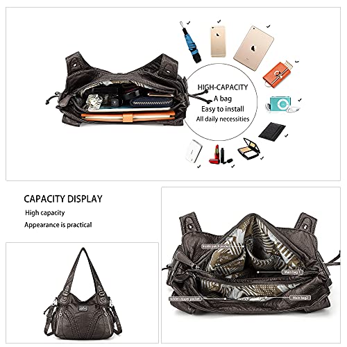 Purses and Handbags Women Fashion Tote Bag Shoulder Bags Top Handle Satchel Purses Washed Synthetic Leather Handbag
