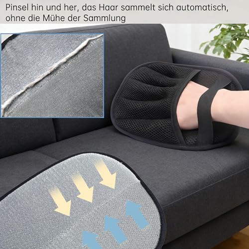 JXSWAB Verdickter Fellreinigungshandschuh 2er Set – Hohe elektrostatische Haftkraft, praktischer Haustierhaar Entferner für Katzen & Hunde