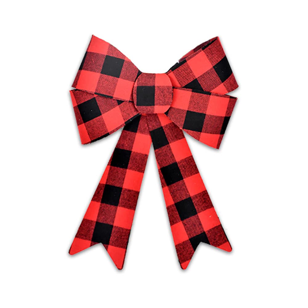 Amazon.com: Santa's Studio Buffalo Plaid Print Holiday Bow - Red and Black  Bow Tie - Indoor or Outdoor Christmas Decoration : Home & Kitchen