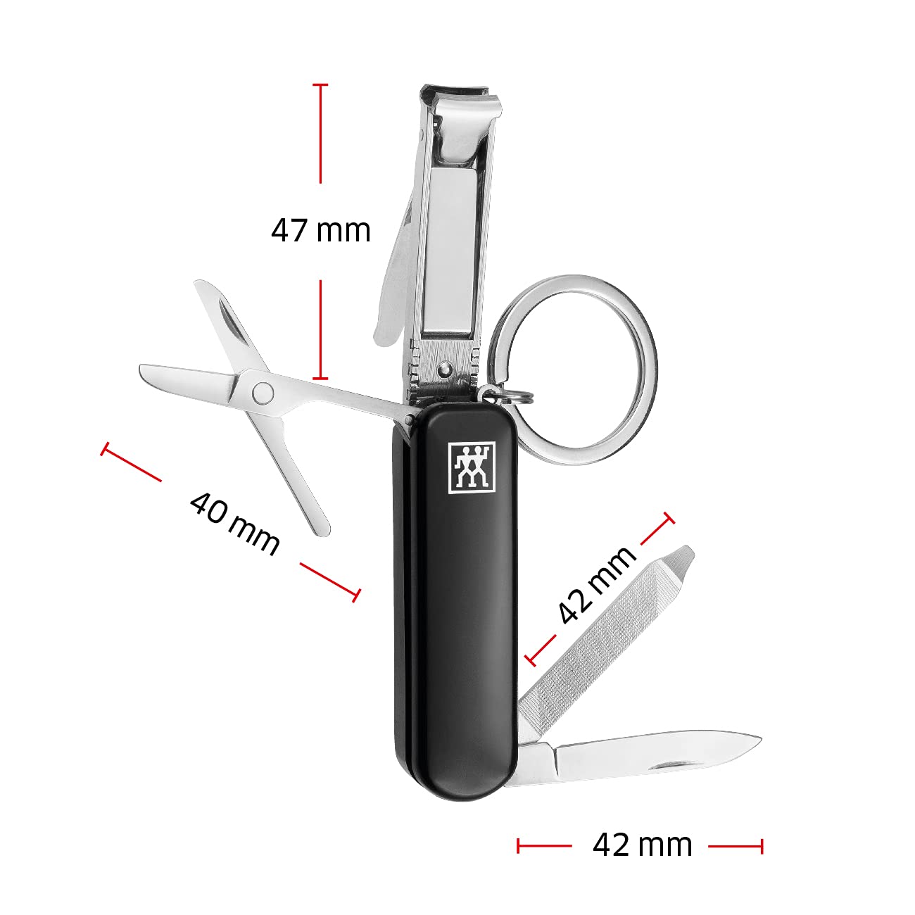 ZWILLING Maniküre Multi-Tool mit Schlüsselanhänger im Reiseformat Edelstahl, Schwarz