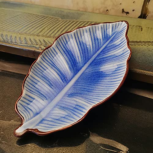 Leaf Trinket Jewelry Dish Tray, Decorative Ceramic Trinket Dish, Friend Gift for Women, Gift for Wedding Birthday Gifts ,Blue