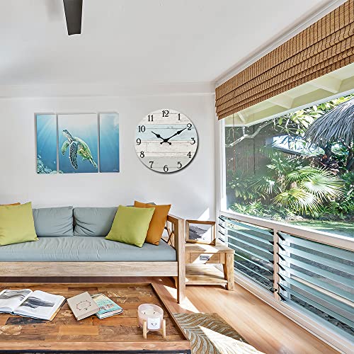 14 Inch Wooden Decorative Round Wall Clock Rustic Country Tuscan Style Wooden Home Decor Round Wall Clock For Living Room Home Pool Patio #TOP1