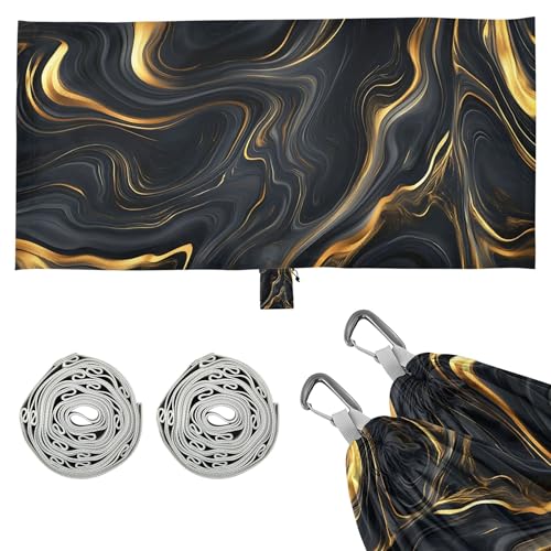 Takiito Gold Black Marble Hammock 330 lb Capacity Travel Camping Hammock with Tree Straps, Portable Lightweight for Outdoor Beach Backpacking Backyard Patio