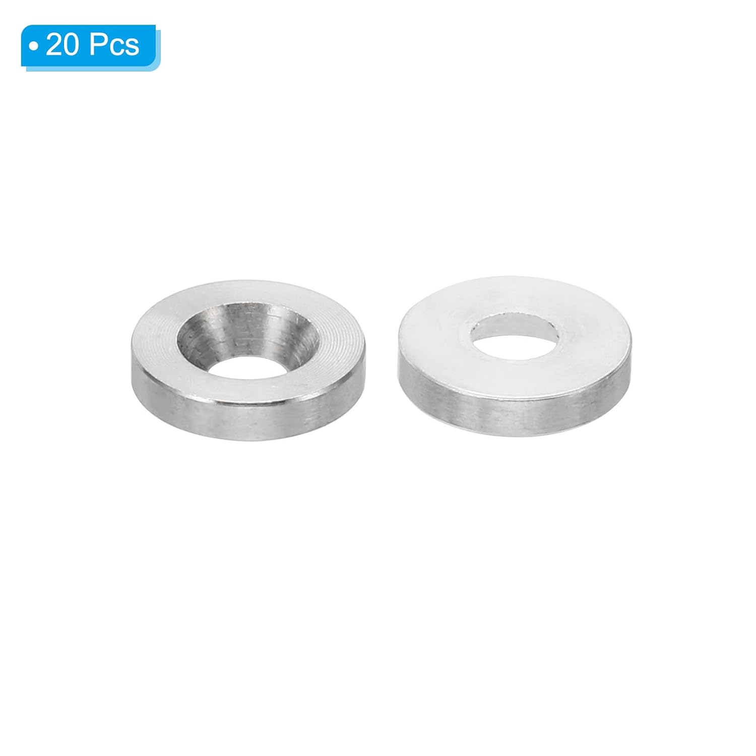 PATIKIL M3 Finish Countersunk Washer, 20pcs 10mm Dia. 2mm Tall Solid 304 Stainless Steel CNC Finish Cup Washer Flat Screw Head Gasket for Construction