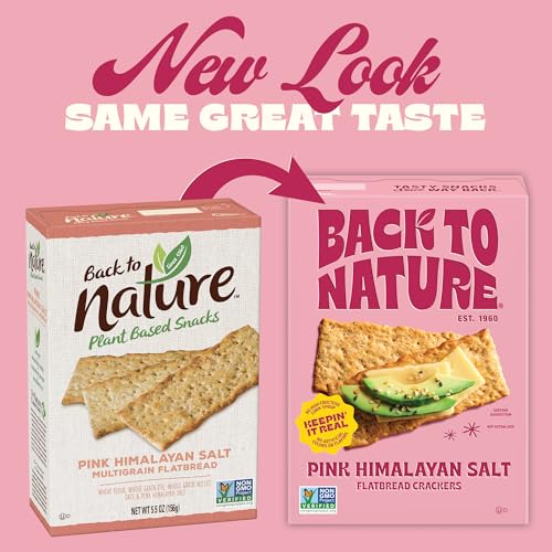 Image of Back To Nature, Crackers Flatbread Pink Himalayan Salt, 5 Ounce | Kosher, No Dairy Added, Plant Based, Wheat Flour, Non GMO No High Fructose Corn Syrup No Artificials, Wholesome Snacks 5oz
