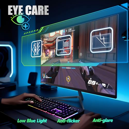 Image of 27 Inch QHD 2560 x 1440p IPS Gaming Monitor, 2K 180Hz 1ms PC Screen, DP 1.4 x 2, HDMI 2.0 x 2, FreeSync (Adaptive-sync), 138% sRGB, HDR 300, Eye Care, VESA Mount, Vertical Compatible