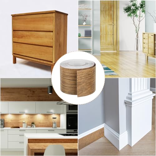 Image of uxcell 1 Roll Wood Grain Tape, 2.36 inch x 49 Ft Realistic Textured Repair Tape Self Adhesive Wood Textured Patch for Floor Wall Door Table Cabinets Desk Furniture Home Decor(Coffee Color)