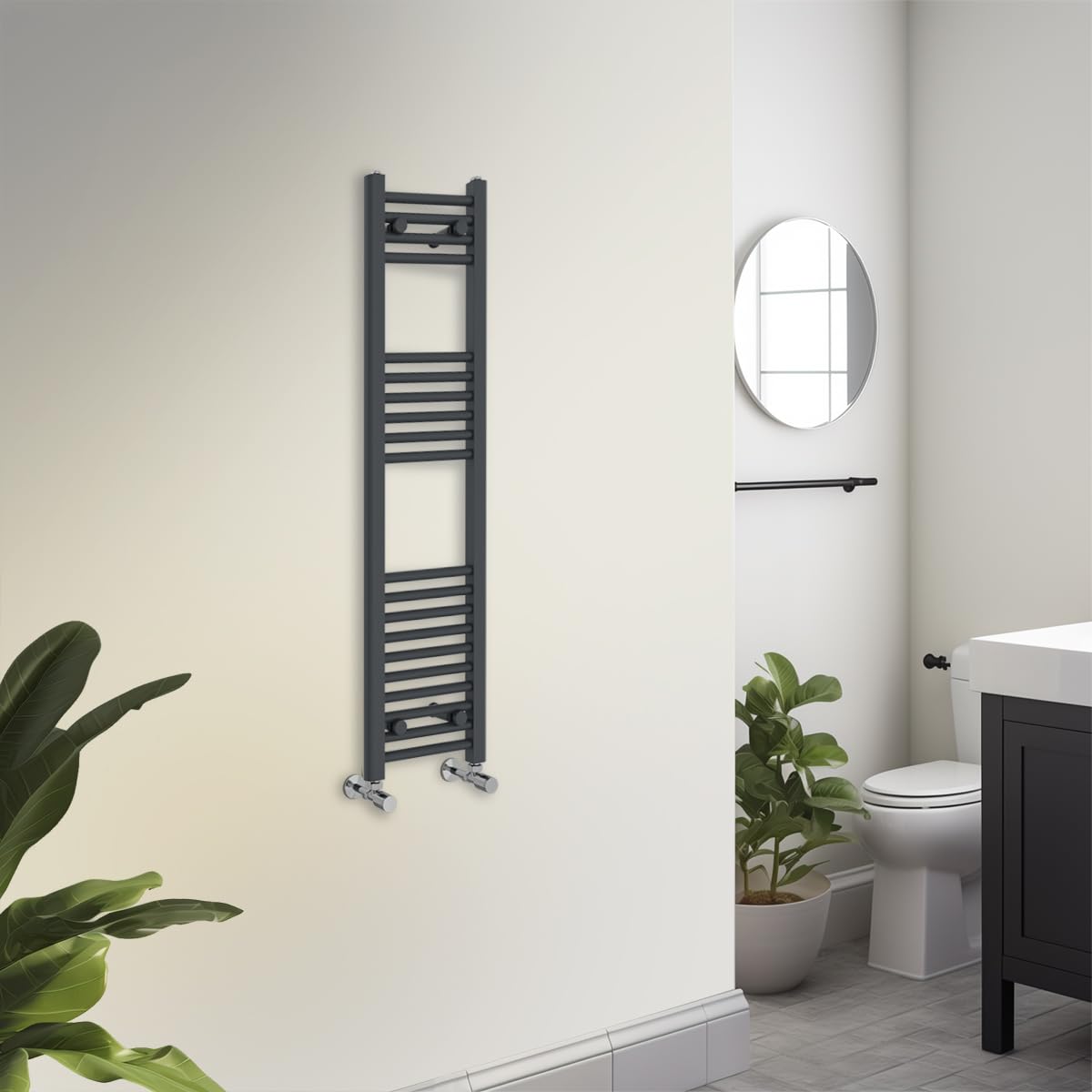 Warmehaus Straight Towel Radiator 1200 X 300Mm Grey Contemporary Bathroom Towel Rail
