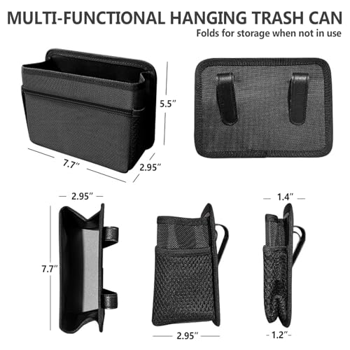 Image of Mini Car Trash Can, Hanging Car Trash Bin Foldable Garbage Organizer for Vehicle Essentials