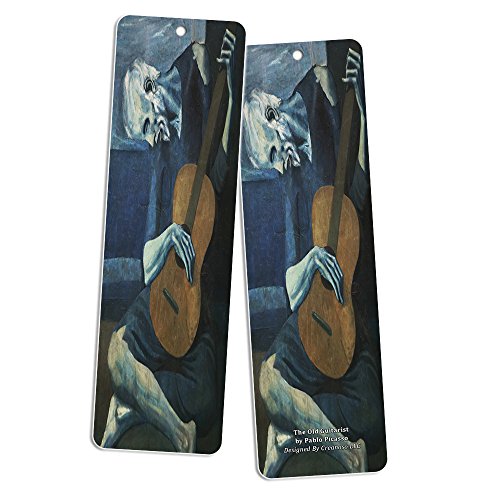 Marcadores de livros de arte famosos Creanoso (pacote com 12) - Pablo Picasso, Gustav Klimt, Wassily