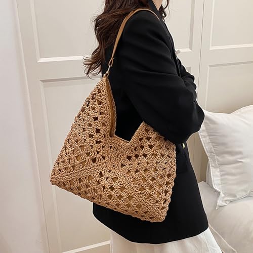 Straw Hobo Packet for Women,2025 New Vintage Shoulder Packet,Summer Beach Shoulder Bag,Summer Handbag,Everything Tote Bag3
