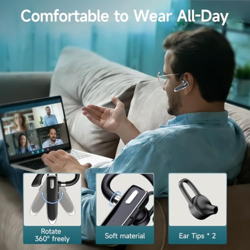 Wireless Single Ear Bluetooth V6.1 Headset, Business Earpiece with Mic - image 7