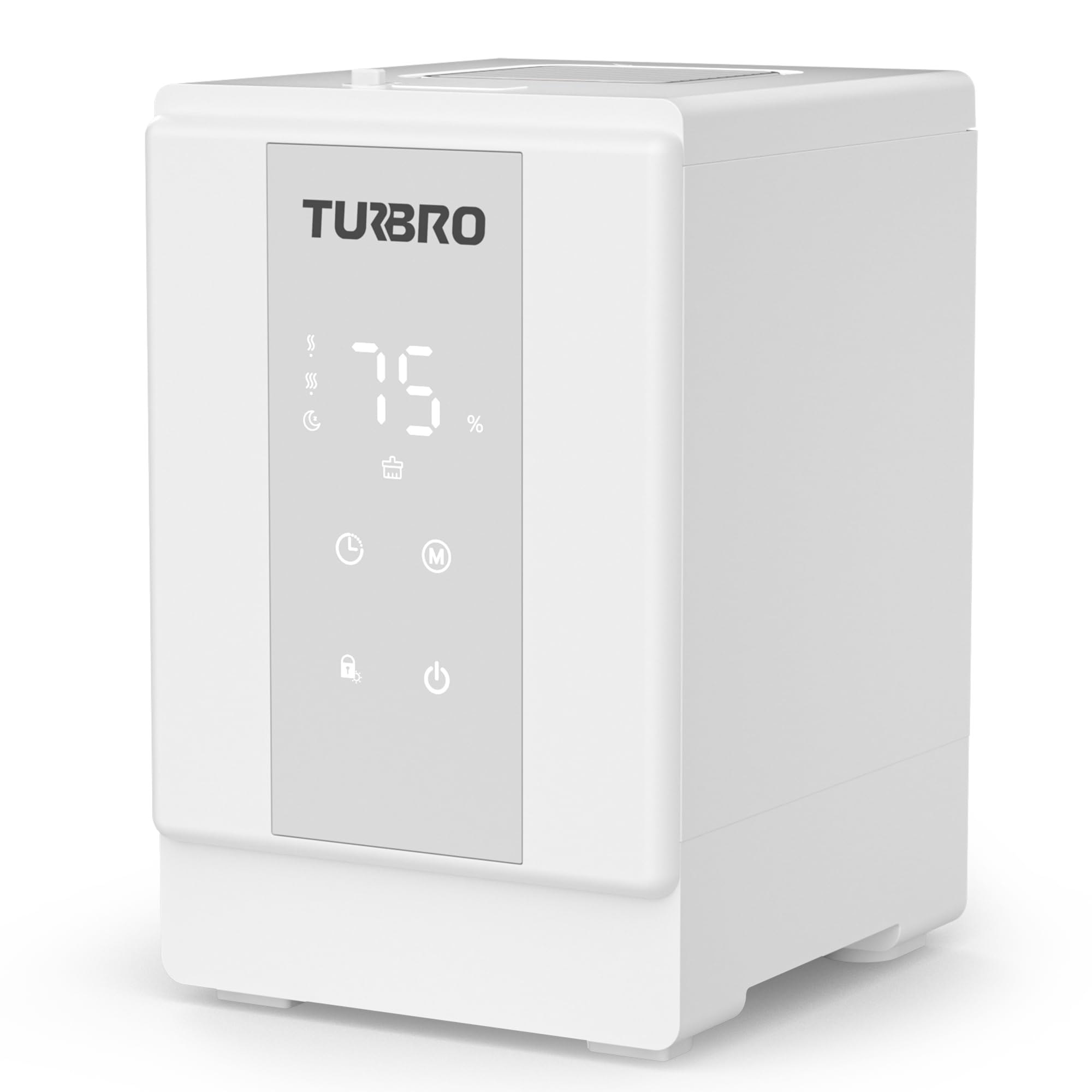 TURBRO 4L/1Gal 304 Stainless Steel Steam Humidifier, Warm Mist Humidifier for Bedroom Baby Nursery, 500 mL/h Output, Dishwasher Safe, Easy to Clean, 2 Misting Levels with Sleep Mode 1-12h Timer, GLS04