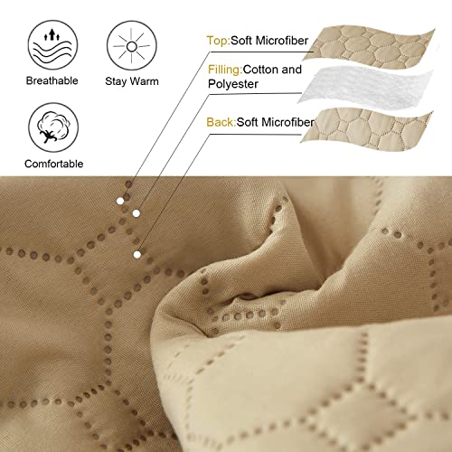 Image of 3 Piece Beige Daybed Cover Twin Size Cozy Daybed Sets Bedding Double Sided Quilting Cover Set Geometric Print Bedspread Coverlet All Season for Twin Bed with 2 Standard Shams,39 inchx75 inch
