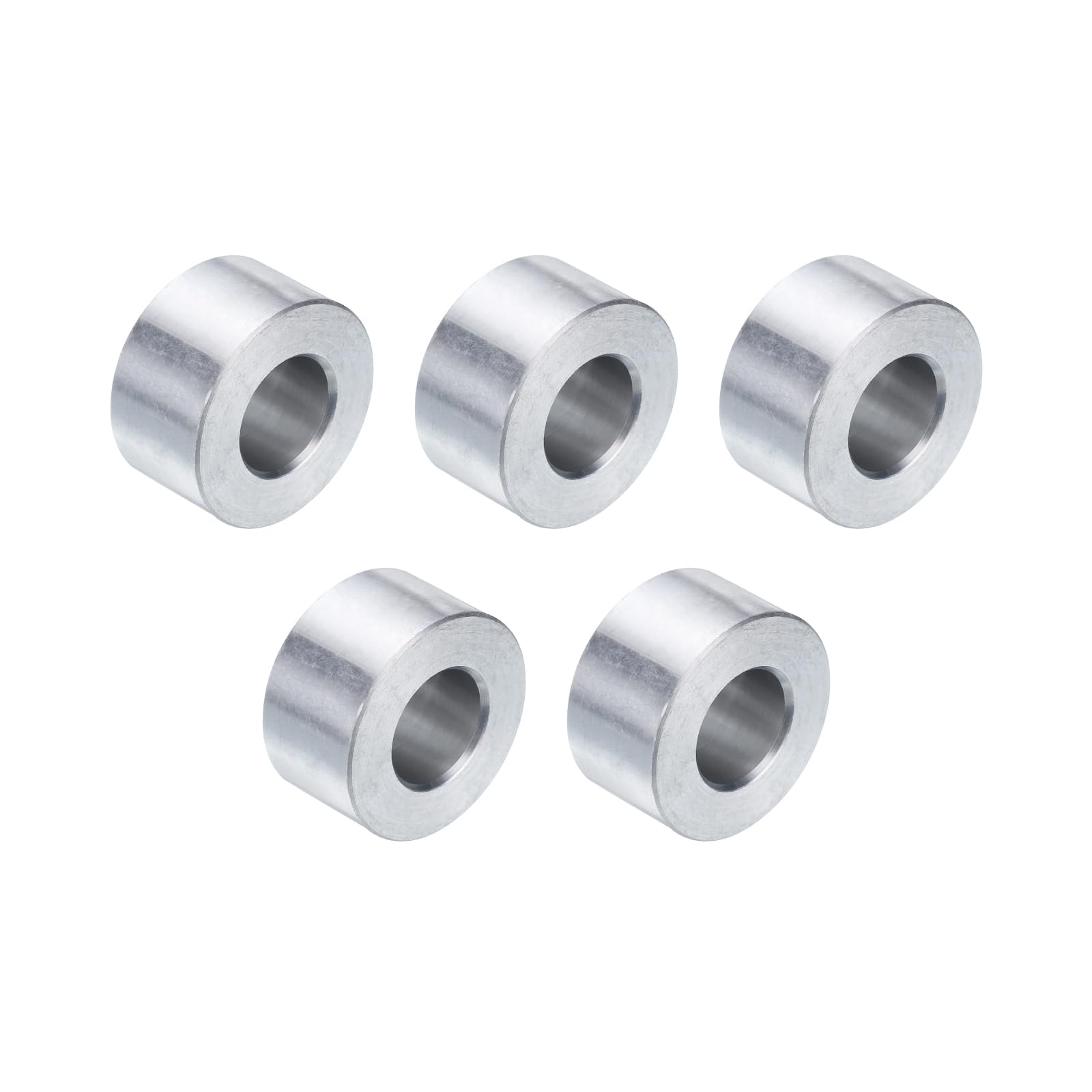 uxcell 5pcs Aluminum Spacer 1/2" Bore x 1" OD x 7/16" Length Screw Standoff Bushing Plain Finish Round Metal Spacer for 1/2 ID Screws Bolts and Rods