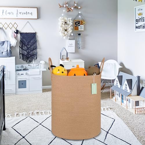 Image of Large Rope Laundry Basket for Clothes, Nursery Hamper 65L, Jute
